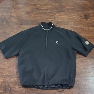 Ashworth Pullover Mens L 1/4 Snap Black Weather Systems Golf Windbreaker M